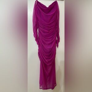 Endless Rose Women Berry Mesh Off Shoulder Midi Dress, Size XS Feminine Romantic